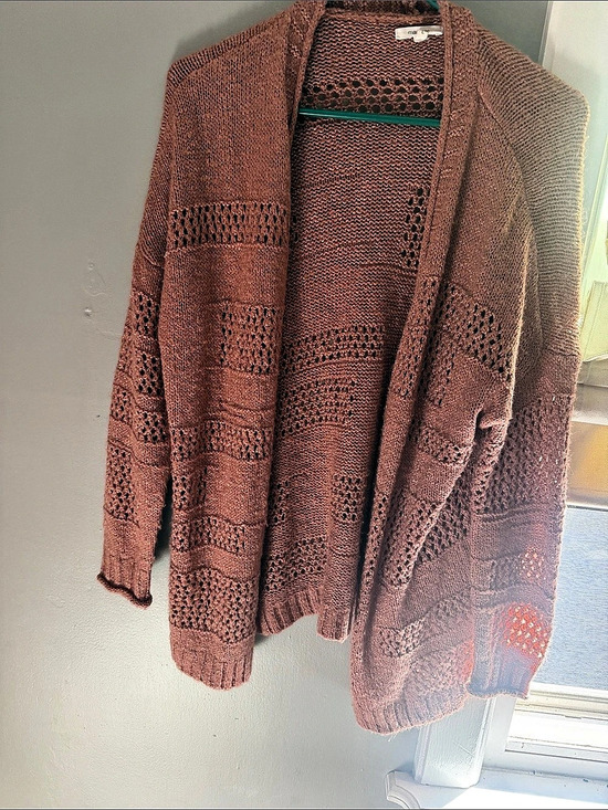 RD Style Sweaters - RD Style Open Front Crochet Cardigan in Brown